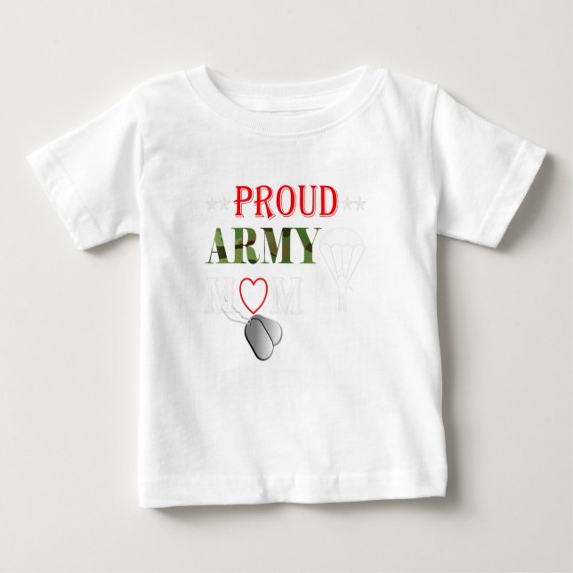 Army Paratrooper Proud Mum Apparel Airborne Dog Ta Baby T-Shirt (Front)