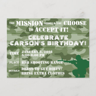 ARMY PARTY INVITATION, PAINTBALL PARTY INVITATION