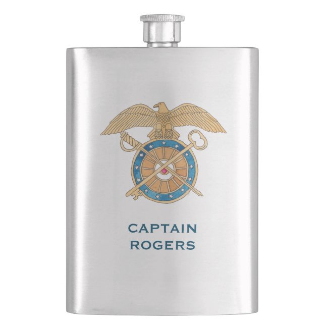 Army Quartermaster Promotion Change of Command Hip Flask (Front)