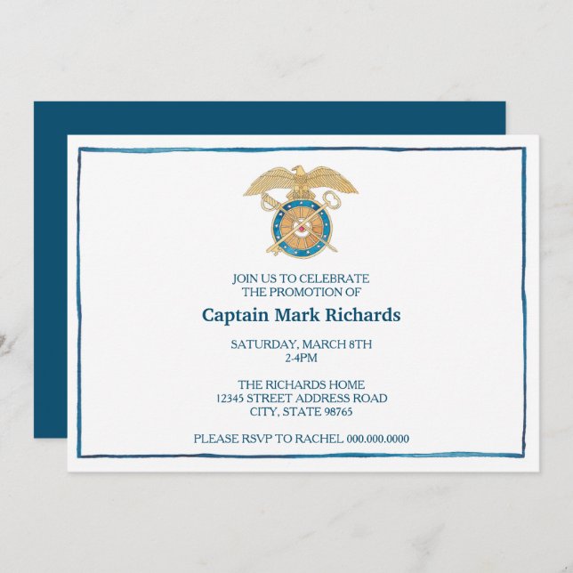 Army Quartermaster Promotion Change of Command Invitation (Front/Back)