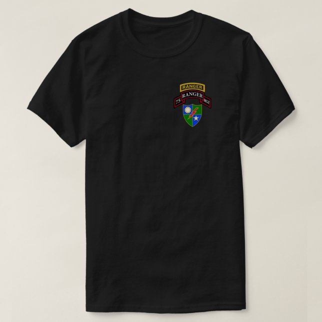 Army Ranger 75th Army Ranger Scroll Tab DUI T-Shirt (Design Front)