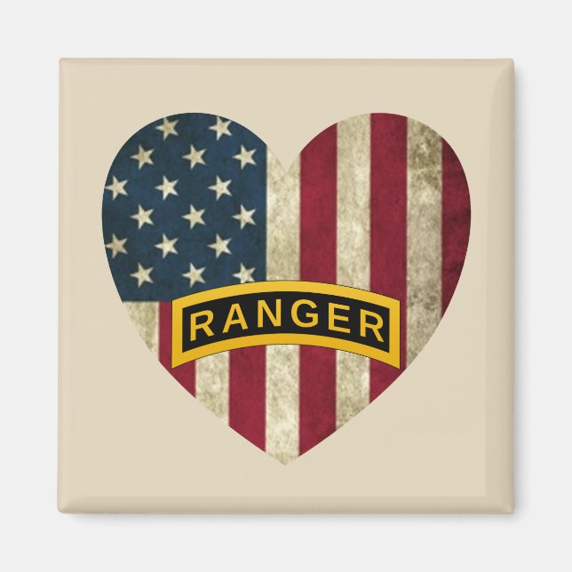Army Ranger School Tab American Heart Flag Magnet (Front)