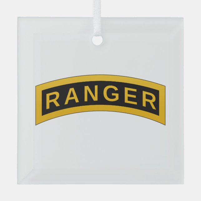 Army Ranger School Tab Glass Tree Decoration (Front)