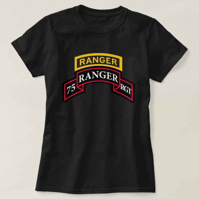 Army Ranger Shirt - 75th Ranger - Scroll & Tab "Cl (Design Front)