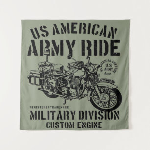 army ride motorcycle Blanket Tapestry