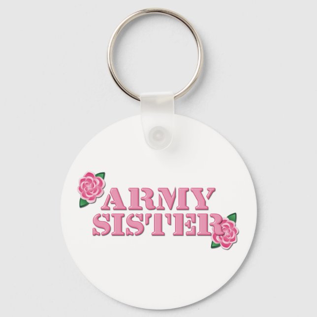Army Sister Pink Roses Key Ring (Front)