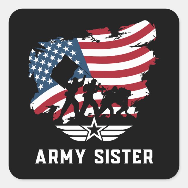 Army Sister Square Sticker (Front)