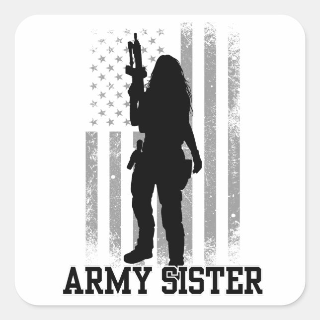 Army Sister Square Sticker (Front)