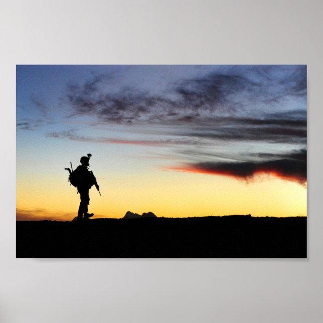 Army Soldier Silhouette Poster (Front)