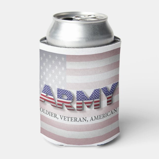 Army “Soldier, Veteran, American” Can Cooler (Can Front)