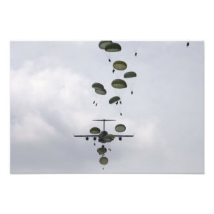 Army Soldiers jump out of a C-17 Globemaster II Photo Print