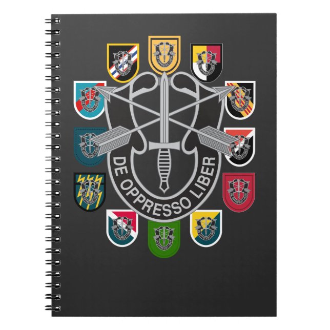 Army Special Forces Groups Green Beret Patch Flash Notebook (Front)