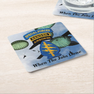 Army Special Forces SF SFG Rangers Green Berets Square Paper Coaster