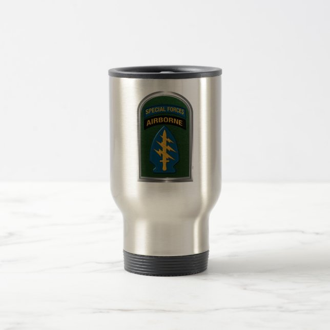 Army Special Forces Tab and Patch Traveller Mug (Center)