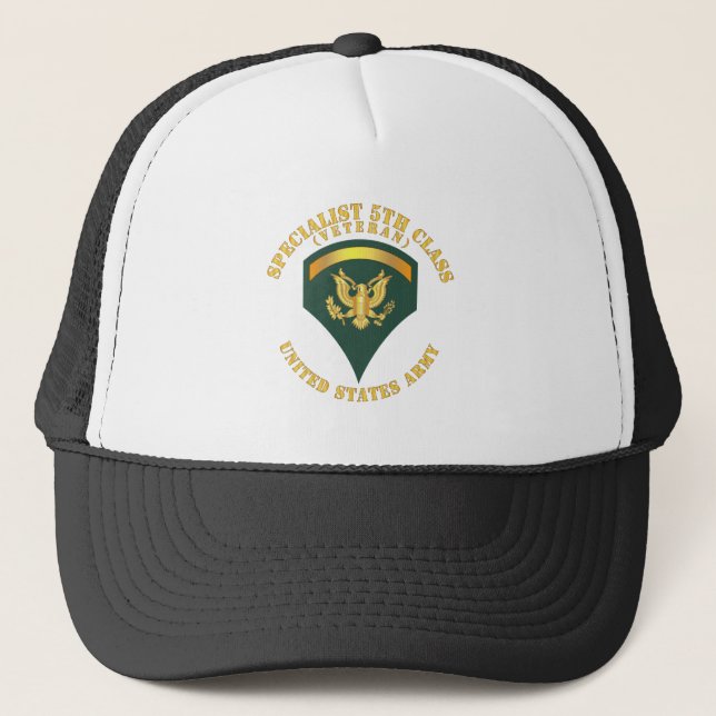 Army - Specialist 5th Class - SP5 - Veteran - V1 Trucker Hat (Front)