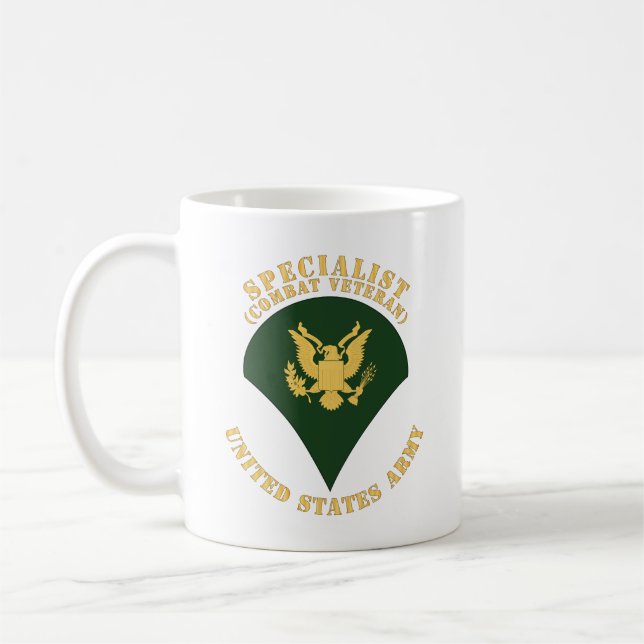 Army - Specialist - SP4 - Combat Veteran - Flat Coffee Mug (Left)