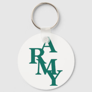 Army Stacked Bold Typography Minimal Design Key Ring