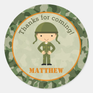 Army Stickers - Military Boy Birthday Party Favor