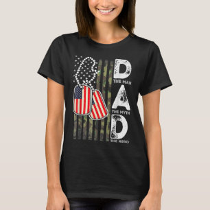 Army Veteran Dad USA Flag Army Camouflage Fathers T-Shirt