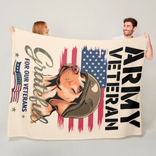 Army Veteran - Fleece Blanket, 60"x80" Blanket