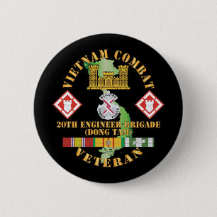 Army - Vietnam Combat Veteran w 20th Engineer Brig 6 Cm Round Badge