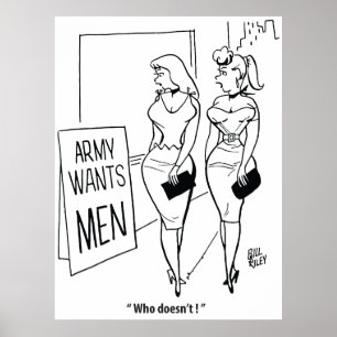 Army Wants Men, Funny Vintage Poster