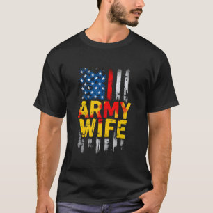 Army Wife Distressed American Flag T-Shirt