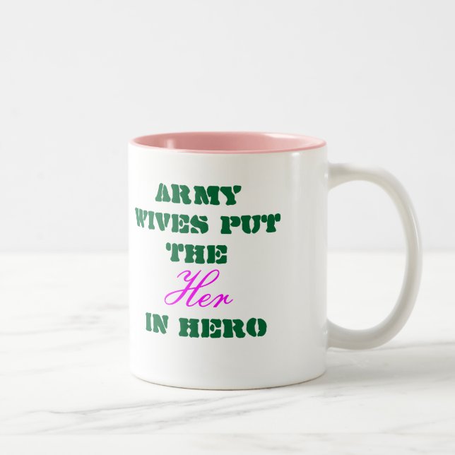 Army Wife Mug- Army Wives put the Her In Hero Two-Tone Coffee Mug (Right)