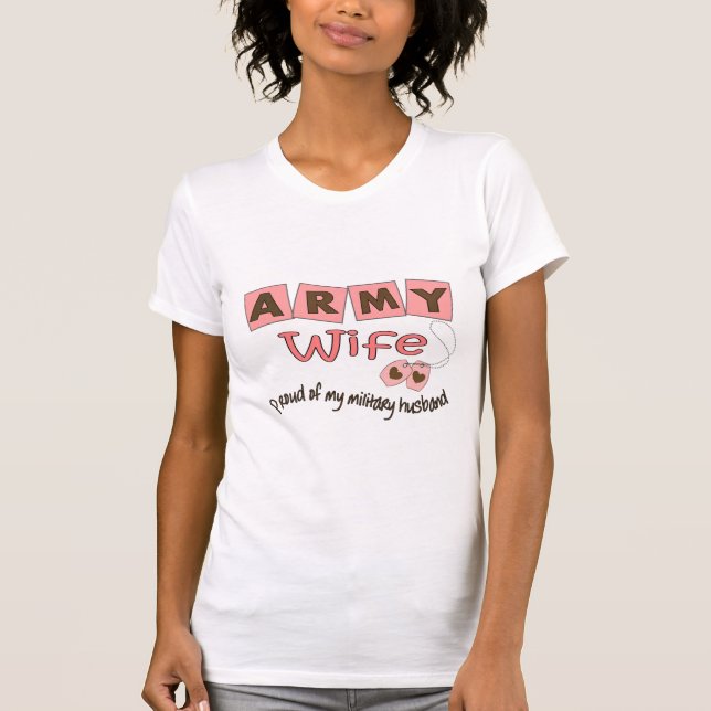 Army Wife "Proud of My Military Husband" T-Shirt (Front)