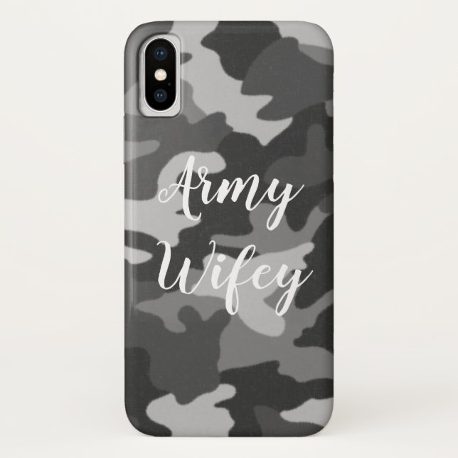 Army Wifey Winter Grey Camo iPhone Case (Back)