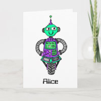 Arnie robot, purple and green