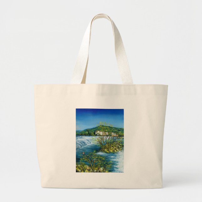 ARNO RIVER AT ROVEZZANO Florence Italy Large Tote Bag (Front)