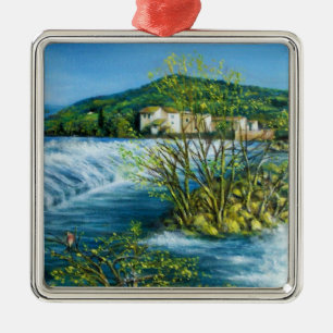 ARNO RIVER AT ROVEZZANO Florence Tuscany Landscape Metal Ornament