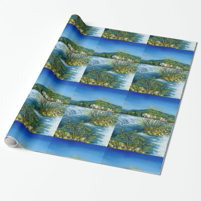 ARNO RIVER AT ROVEZZANO Florence Tuscany Landscape Wrapping Paper (Unrolled)