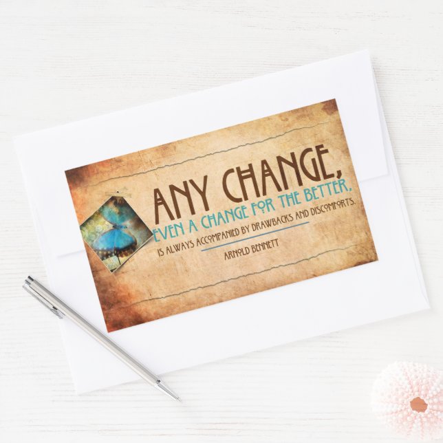 Arnold Bennett Inspirational Quote "Change" Rectangular Sticker (Envelope)