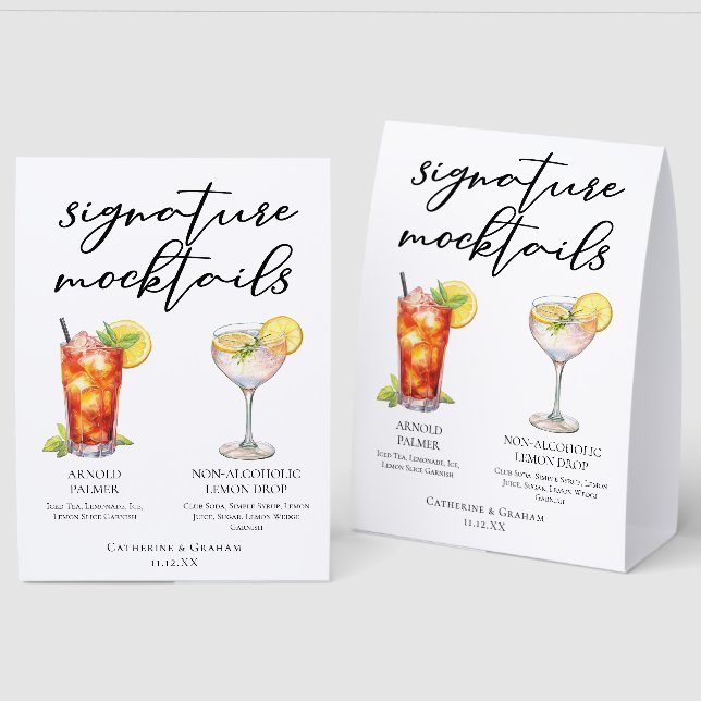 Arnold Palmer Lemon Drop Tropical Wedding Menu (Front/Back)