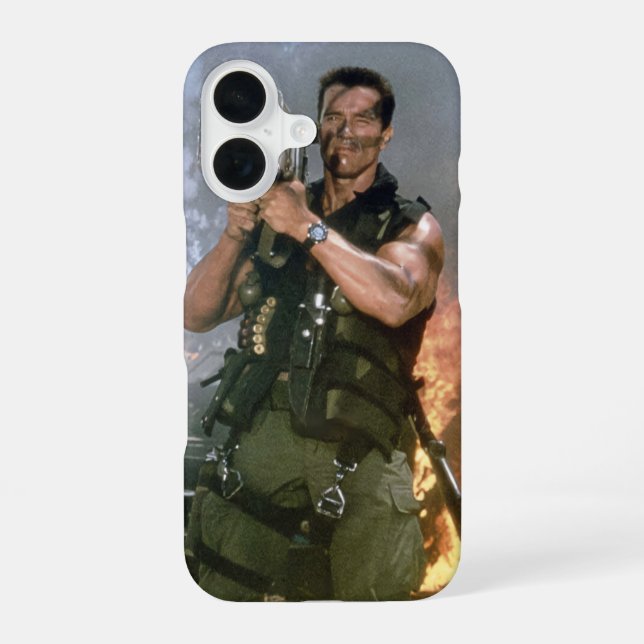 Arnold Schwarzeneger Rocket Shoot iPhone 16 Case (Back)