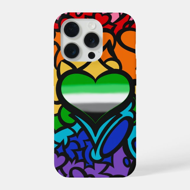 Aro Heart 8-Sripe Rainbow Pride Squiggle iPhone Case (Back)