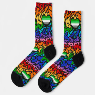 Aro Heart 8-Sripe Rainbow Pride Squiggle Socks