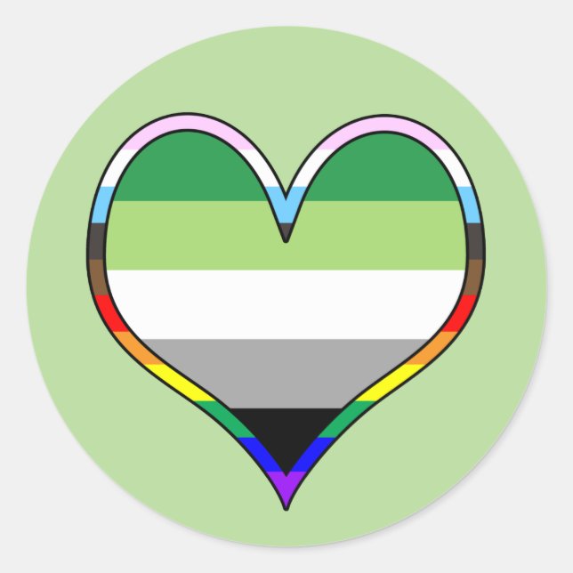 Aro Pride Heart Classic Round Sticker (Front)