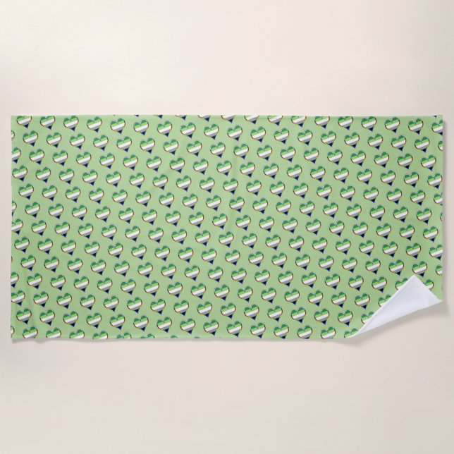 Aro Pride Heart Pattern Beach Towel (Front)