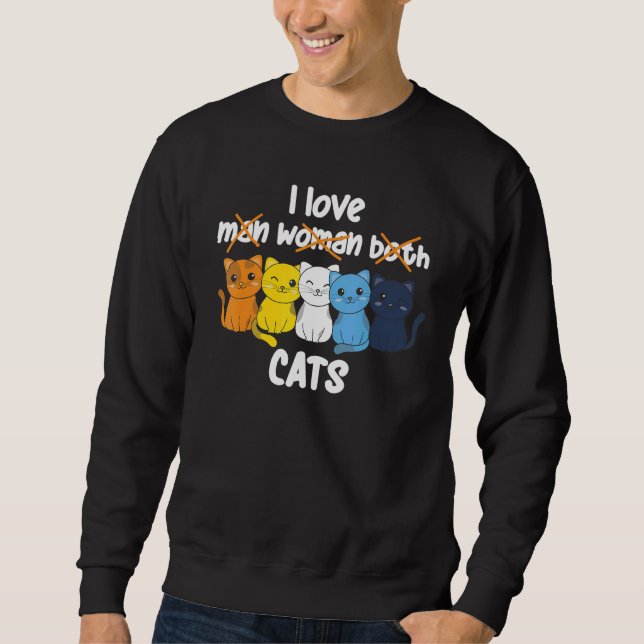 Aroace Flag Pride LGBTQ Cats cute Aroace Cat Sweatshirt (Front)