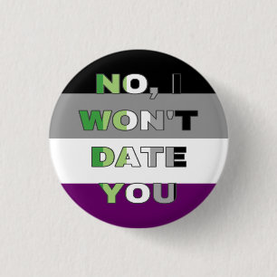 Aroace “No, I won’t date you” 3 Cm Round Badge