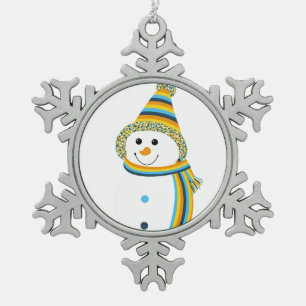 AroAce Pride Snowman Snowperson Sunset Flag Snowflake Pewter Christmas Ornament
