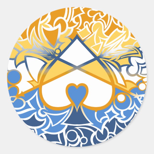 Aroace Sun and Sea Pride Flag Squiggles Classic Round Sticker (Front)