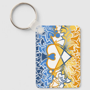 Aroace Sun and Sea Pride Flag Squiggles Key Ring