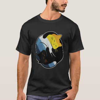 Aroace Sunset Pride Flag Yin Yang Cat Gay Asexual  T-Shirt