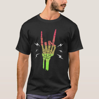 Aroflux Pride Flag   Skeleton Hand Sign Aroflux T-Shirt