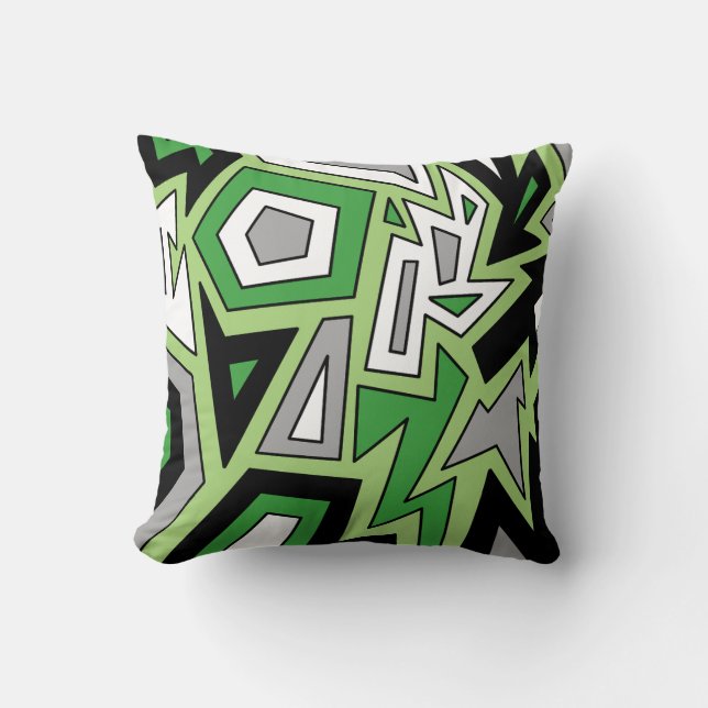 Aromantic Aro Pride Modern Geometric Green Cushion (Front)