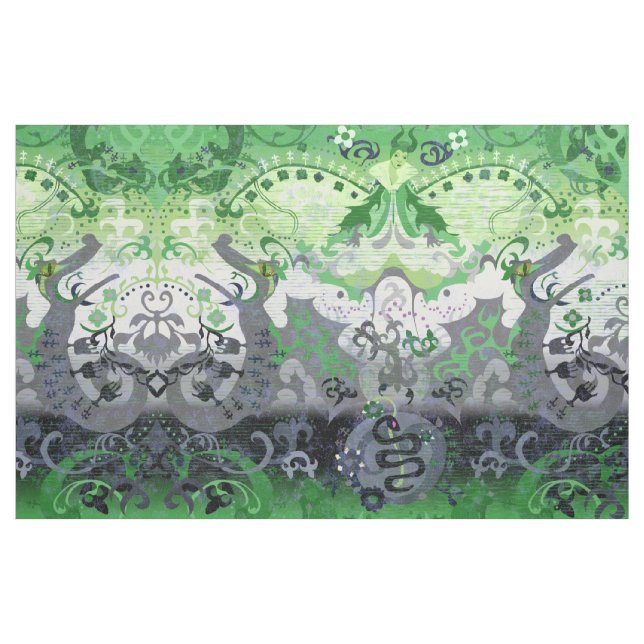 Aromantic Dragon Damask Aro Pride Flag Colours Fab Fabric (Fat Quarter)